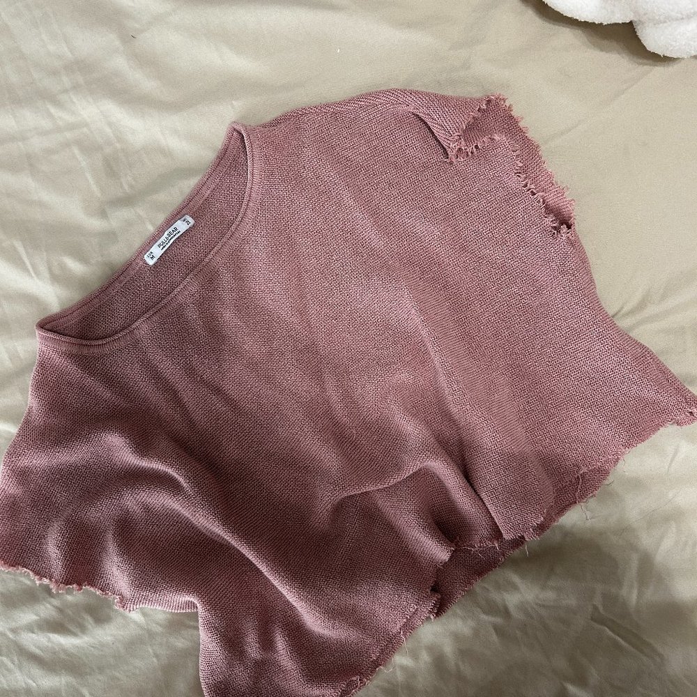 Blush Pink Knit Crop top | Loose Fit | Pull&Bear | Size Medium | Study Top